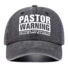 1 件女士牧师警告您所说的或所做的任何事都可能用于布道文本印花棒球帽，复古水洗防晒休闲帽，适合春季、秋季、郊游、旅行、海滩、派对