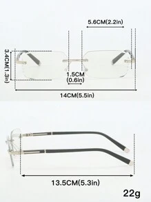 1 件装金属无框方形装饰变色眼镜男士透明眼镜配件 - 銀色 - 查看 5