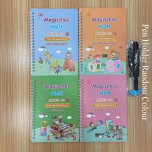 1 Set Children's Copybook Contains Four Categories: Alphabet, Number, Drawing, Mathematics. Different Languages Available: Arabic, French, German, Spanish, English. Enhancing Child's Cognitive And Learning Abilities. Comes With 1 Pen And 5 Replacement Pen Cartridges. Note: Ink From The Pen Will Disappear When Used With The Copybook And Can Be Reused.School, Student,Stationery,School Supplies