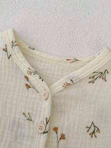 Blusa De Short Acolchada Con Burbujas De Manga Corta Y Estampado Floral De Moda Para Niñas Recién Nacidas De Verano, De 0 A 3 Años