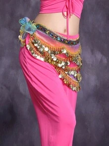 1pc Belly Dance Coin Belt Sequin Hip Scarf Wrap - Colorful - View 5