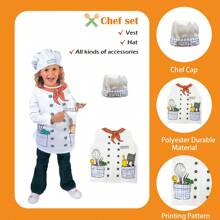 Kids Chef Role Play Costume Dress -Up Set, Pretend Chef Outfit, Chef Costume Toy Set, Christmas Gift 3 4 5 6 Years Old Child And Kids,Halloween Costume Kids,Costume Kids,Halloween Costume For Kids,Santa Costume,Kids Doctor Costume,Costumes For Boys