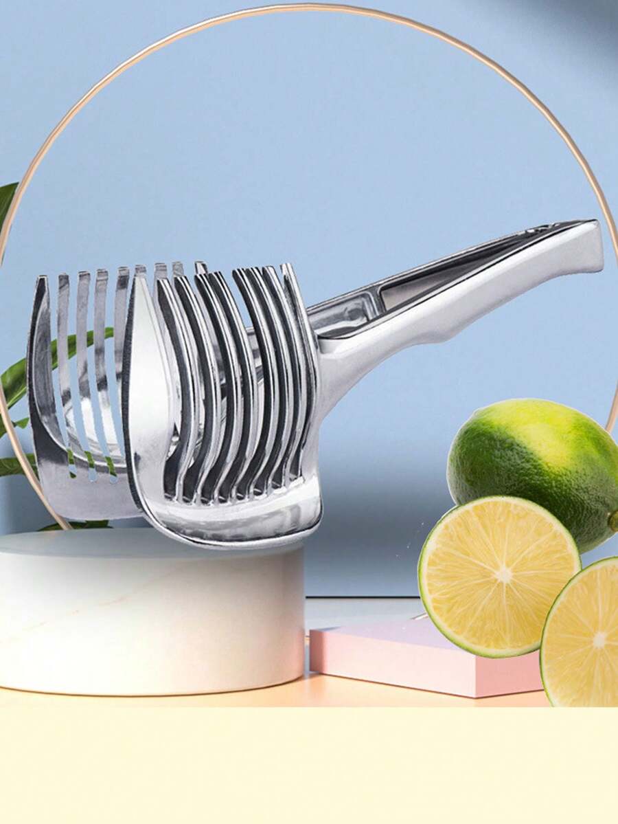 Lemon Slicer Multipurpose Fruit Divider With Handle, Tomato Slicing Tool For Home Use - Silver - View 1
