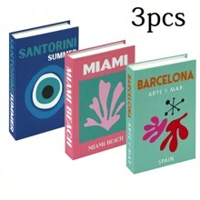 3 件旅行系列装饰仿书，现代时尚仿书，无法打开的豪华装饰书 - 用作储物盒，可用作客厅装饰、桌面展示、家居装饰和摄影道具最佳礼物