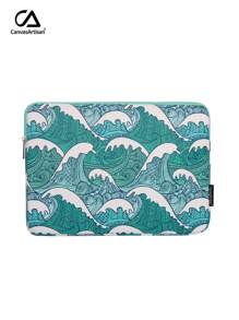 canvas artisan Portable Shockproof Laptop Bag Printing Laptop Sleeve For Matebook Microsoft - Green - View 2