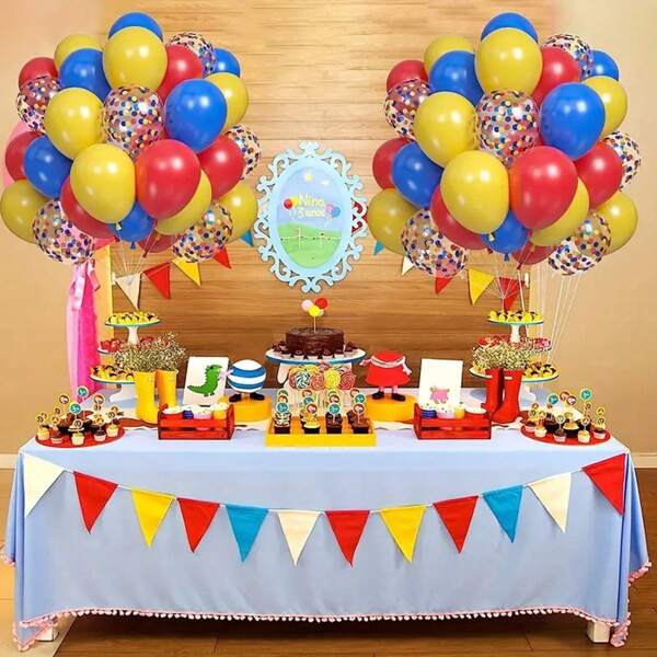 40pcs Red Yellow Blue Balloon Kit Including 10-Inch Latex Balloons In Red, Yellow And Blue And 12-Inch Confetti Balloons Ideal For Birthday, Wedding, Circus, Carnival, Party Decoration Or Photo Booth Props