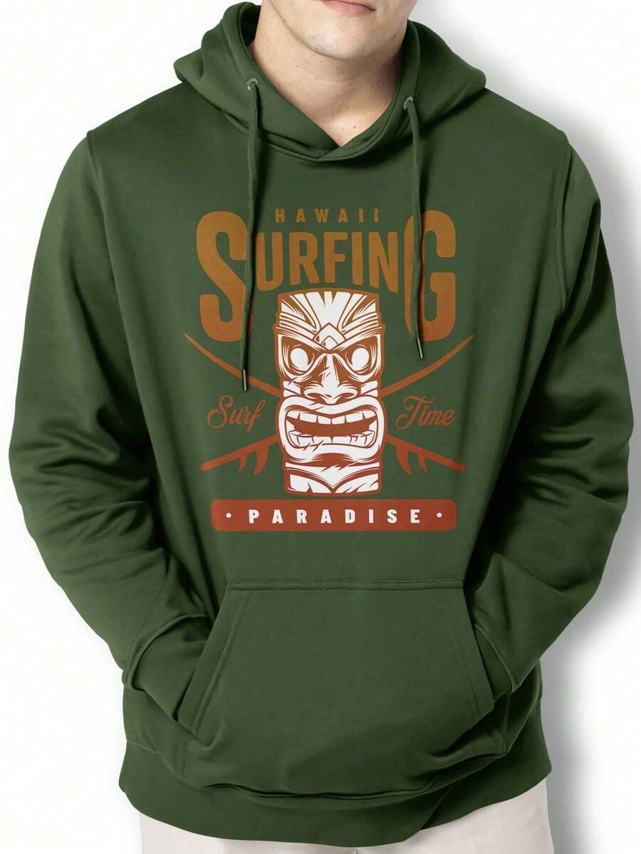 Men Hoodies - 軍綠色 - 查看 1