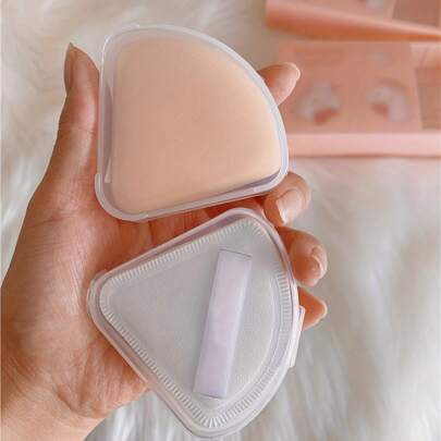 1/2/5 piezas Caja de almacenamiento triangular transparente, caja vacía, estuche portátil para polvo suelto, algodón de azúcar, cojín de aire, caja triangular transparente pequeña para polvo de esponja y maquillaje, caja de almacenamiento a prueba de polvo seca y húmeda para borlas