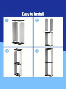 视频游戏存储塔（36 碟蓝光盒）通用 DVD 支架支架支架垂直管理器兼容 Switch PS5 Playstation 4 电影 - 白色 - 查看 2