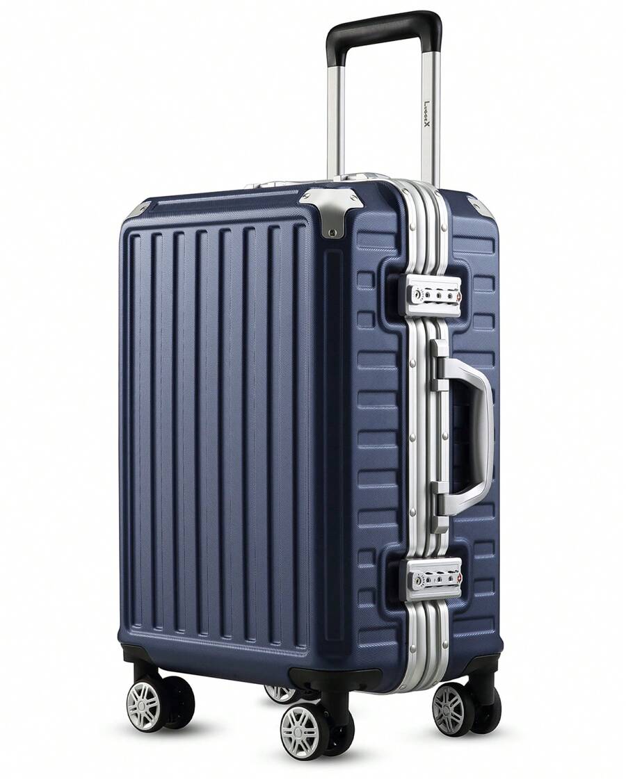 Carry On Luggage With Aluminum Frame, Polycarbonate Zipperless Luggage