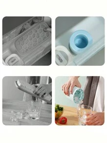 家用硅膠圓形冰塊模具,配有冰盤,diy冰淇淋工具 - 淺藍色 - 查看 7