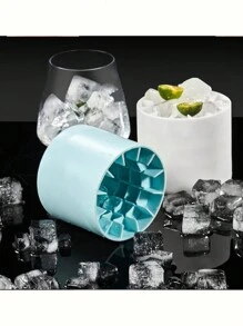 家用硅膠圓形冰塊模具,配有冰盤,diy冰淇淋工具 - 淺藍色 - 查看 6