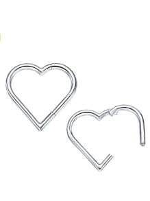 1 件 316 不锈钢心形鼻环，通用身体穿孔情人节、妈妈、母亲、母亲节、礼物