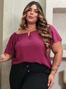 Plus Size Blouses - Burgundy - View 1