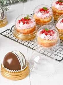 50入組透明塑膠圓頂蛋形巧克力炸彈容器/盒,帶蓋,適用於婚禮/生日派對/嬰兒派對/派對禮品包裝 - 金色 - 查看 3