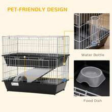 PawHut 2-Tier Mouse Cage, Ferret Cage W/ Dish And Bottle, Ramp, 2 Doors