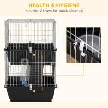 PawHut 2-Tier Mouse Cage, Ferret Cage W/ Dish And Bottle, Ramp, 2 Doors