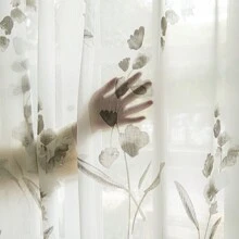 2片手繪植物薄紗窗簾,法式鄉村風格掛勾袋透明窗簾適用於客廳、臥室、陽台、窗戶屏風、分區裝飾窗簾,多種勾子和桿安裝方法 - 手繪本草 - 查看 2
