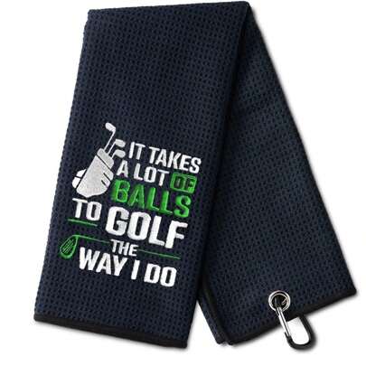 It Takes A Lot Of Ball Funny Golf Towel, Embroidered Golf Towels For Golf Bags With Clip, Men's Golf Accessories, Fathers Day Birthday Retirement Gifts For Golf Fan Dad