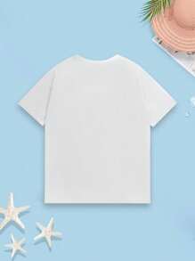 3 st./set Jong Van een jongen Trendy Straatstijl Tekst & Dinosaurusprint T-shirt , 2024 Ronde hals Pullover T-shirts , Lente/Zomer