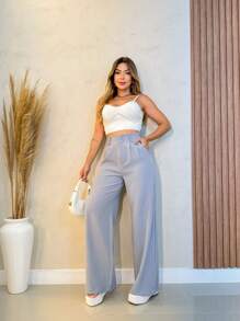 Women Pants - 灰色 - 查看 4