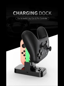 Gamepad Charging Dock Stand With Led Lighting Compatible With Switch Joy-Con Controllers, Includes A Pro Controller Charging Cable And 4 Joy Con Grips - Switch Handle Charger - View 1