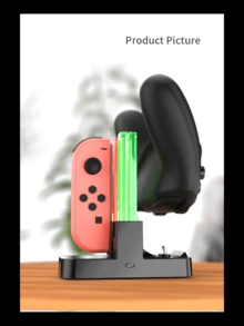 Gamepad Charging Dock Stand With Led Lighting Compatible With Switch Joy-Con Controllers, Includes A Pro Controller Charging Cable And 4 Joy Con Grips - Switch Handle Charger - View 3