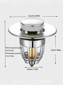 1pc Pop-Up Sink Drain Plug With Press Button And Copper Core For Bathroom Basin, Tub, And Washroom - Silver - View 2