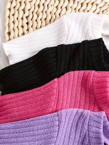 Cô gái trẻ 4 chiếc áo thun ngắn tay dệt kim sườn cơ bản mùa hè - Nhiều màu - Xem 6