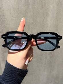 1pc/2pcs/3pcs Women Rivet Decor Square Shaped Sunglasses, Retro Minimalist Metal Hinge Sunglasses For Travel, Party, Daily Use Fashionable Shade Elegant Outfit Family Outings Travel Vacation Holiday