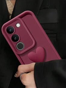 Étui de téléphone doux 3D en forme de cœur coréen mignon compatible avec Samsung S24 S25 Ultra S24 Plus A12 A13 A14 A23 A52 A34 A54 S20 FE S21 FE S23 Ultra. Coque de protection bonbon antichoc. - Rouge foncé - Voir 2