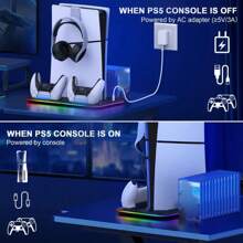 Cooling Stand Compatible With And Slim For Controller Charging Dock With RGB Indicator For Playstation 5 Handle Charger Base Station CD Game Card Slot Storage For Discs - Multicolor - View 5