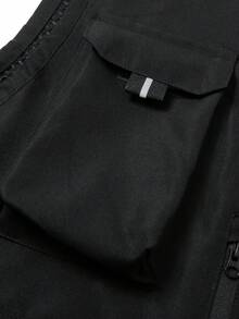 Summer Workout Men's Solid Color V-Neck Multi-Pocket Work Vest Thin Casual Vest, Suitable For Hiking, Photography, Fishing, And Other Outdoor Activities - Black - View 6