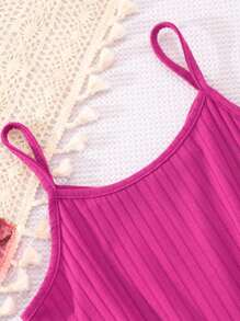 Teenager Mädchen Jumpsuit mit Spaghettiträger in Einfarbigem Rippenstoff