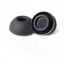2 piezas de repuesto de puntas de silicona suave negras compatibles con AirPods Pro 1/2 with malla contra el polvo, tamaños L M S XS disponibles para un ajuste talla grande cómodo al canal auditivo
