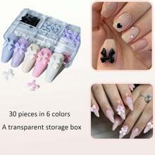 Bow-Knot Nail Charms 3D Bows For Nails White Nail Charms For Acrylic Nails Nail Art Supplies Nail Jewelry DIY Crafts Nail Accessories For Women DIY Nail Decoration Design Nail Gems