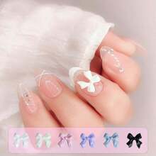 Bow-Knot Nail Charms 3D Bows For Nails White Nail Charms For Acrylic Nails Nail Art Supplies Nail Jewelry DIY Crafts Nail Accessories For Women DIY Nail Decoration Design Nail Gems