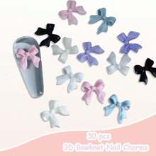 Bow-Knot Nail Charms 3D Bows For Nails White Nail Charms For Acrylic Nails Nail Art Supplies Nail Jewelry DIY Crafts Nail Accessories For Women DIY Nail Decoration Design Nail Gems