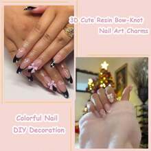 Bow-Knot Nail Charms 3D Bows For Nails White Nail Charms For Acrylic Nails Nail Art Supplies Nail Jewelry DIY Crafts Nail Accessories For Women DIY Nail Decoration Design Nail Gems
