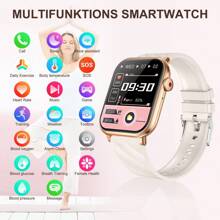 FORCHAIN Smartwatch,Fitness Tracker Uhr für Damen Herren mit Telefonfunktion Smartwatch (5 cm/1.96 Zoll Full-Touch Zoll) IP67 Wasserdicht Fitness Uhr, 4 Austauschbare Armbänder, Fitness Tracker mit Schrittzähler, Pulsmesser, Frauengesundheit,Schlaftracking, Kalorienverbrauch - Gold - Übersicht 3