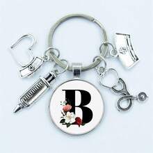 1入女性聽診器&注射器&信初鑰匙扣,醫療金屬背包裝飾鑰匙扣,護士節禮物 - 彩色 - 查看 6