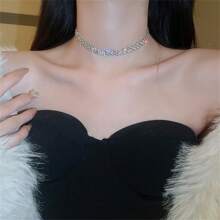 1 bucată la modă Colier cu strasuri de culoare Ab, potrivit pentru petreceri și ținute zilnice pentru femei