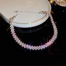 1 bucată la modă Colier cu strasuri de culoare Ab, potrivit pentru petreceri și ținute zilnice pentru femei