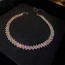 1 bucată la modă Colier cu strasuri de culoare Ab, potrivit pentru petreceri și ținute zilnice pentru femei