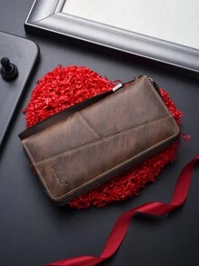 SHABILI 新款男士时尚软皮拉链多卡位手机口袋大容量年轻人男士钱包钱包长款钱包腕带钱包