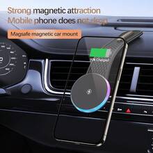 Car Wireless Charger Phone Holder With Magsafe Magnetic Suction Folding Design For Car Navigation, Black - Black - View 2