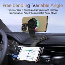 Car Wireless Charger Phone Holder With Magsafe Magnetic Suction Folding Design For Car Navigation, Black - Black - View 5