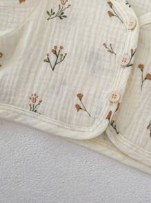 Blusa De Short Acolchada Con Burbujas De Manga Corta Y Estampado Floral De Moda Para Niñas Recién Nacidas De Verano, De 0 A 3 Años
