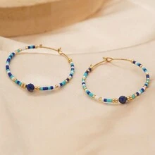 1 Đính Hạt Đôi Khuyên Tai Vòng Nhiều Màu Sắc Handmade Boho Vàng Thiết Kế Thời Trang Nữ Trang Sức Delica Hạt Đá Tự Nhiên Bông Tai Quà Tặng - Đỏ - Xem 5