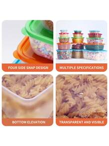 1set Plastic Rainbow Layer 5pcs Fresh-Keeping Box Household Kitchen Refrigerator Transparent Storage Box With Lid - Multicolor - View 3